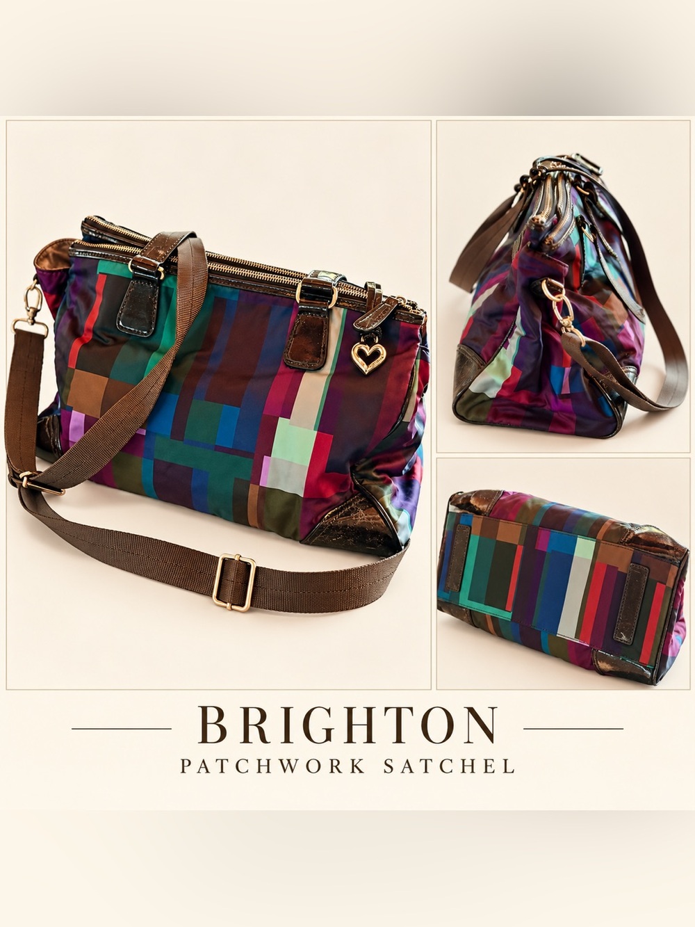 Brighton Geometric Patchwork Satchel in Multicolor
